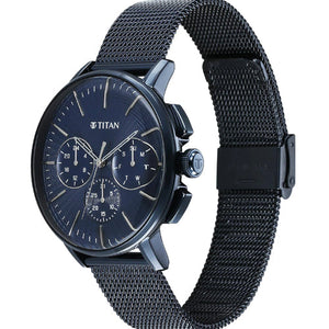 Titan Light leathers Multifunction Anthracite Dial Stainless Steel Strap Watch For Men 42mm 90200QM01