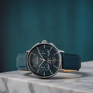 Titan Light leathers Multifunction Black Dial Leather Strap Watch For Men 42mm 90200SL03