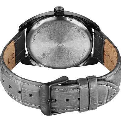 Titan Classique Tonneau Analog with Date and Grey Dial Grey Leather Strap Watch for Men 42mm 90211QL02