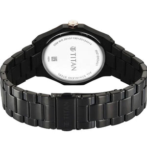 Titan Regalia Dodecagon Quartz Analog with Date Grey Dial Black Stainless Steel Strap Watch For Men 40mm 90212KM02