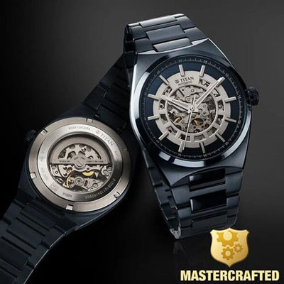 Titan Nexus Skeletal Automatic Analog with Blue Dial Blue Stainless Steel Strap Watch for Men 42mm 90221QM03