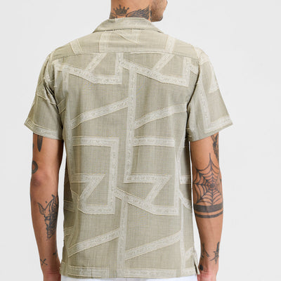 Sage Geometric Box Fit Shirt