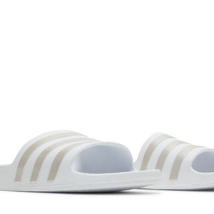 adidas Adilette Aqua Slides Cloud White Platinum Metallic