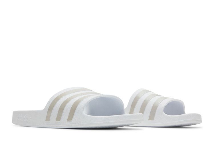 adidas Adilette Aqua Slides Cloud White Platinum Metallic