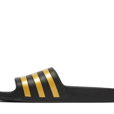 adidas Adilette Aqua Slides Core Black Gold Metallic