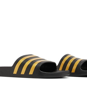 adidas Adilette Aqua Slides Core Black Gold Metallic