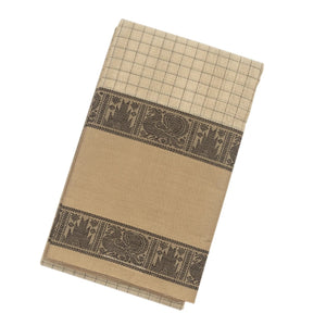 Off White Handloom Kanchi Cotton Saree With Taupe Border