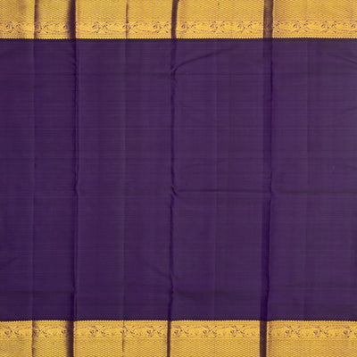 Peach Handloom Kanchipuram Korvai Silk Saree With Zari Checks & Motifs