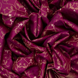 Purple Handloom Soft Silk Saree With Floral Jaal Motifs