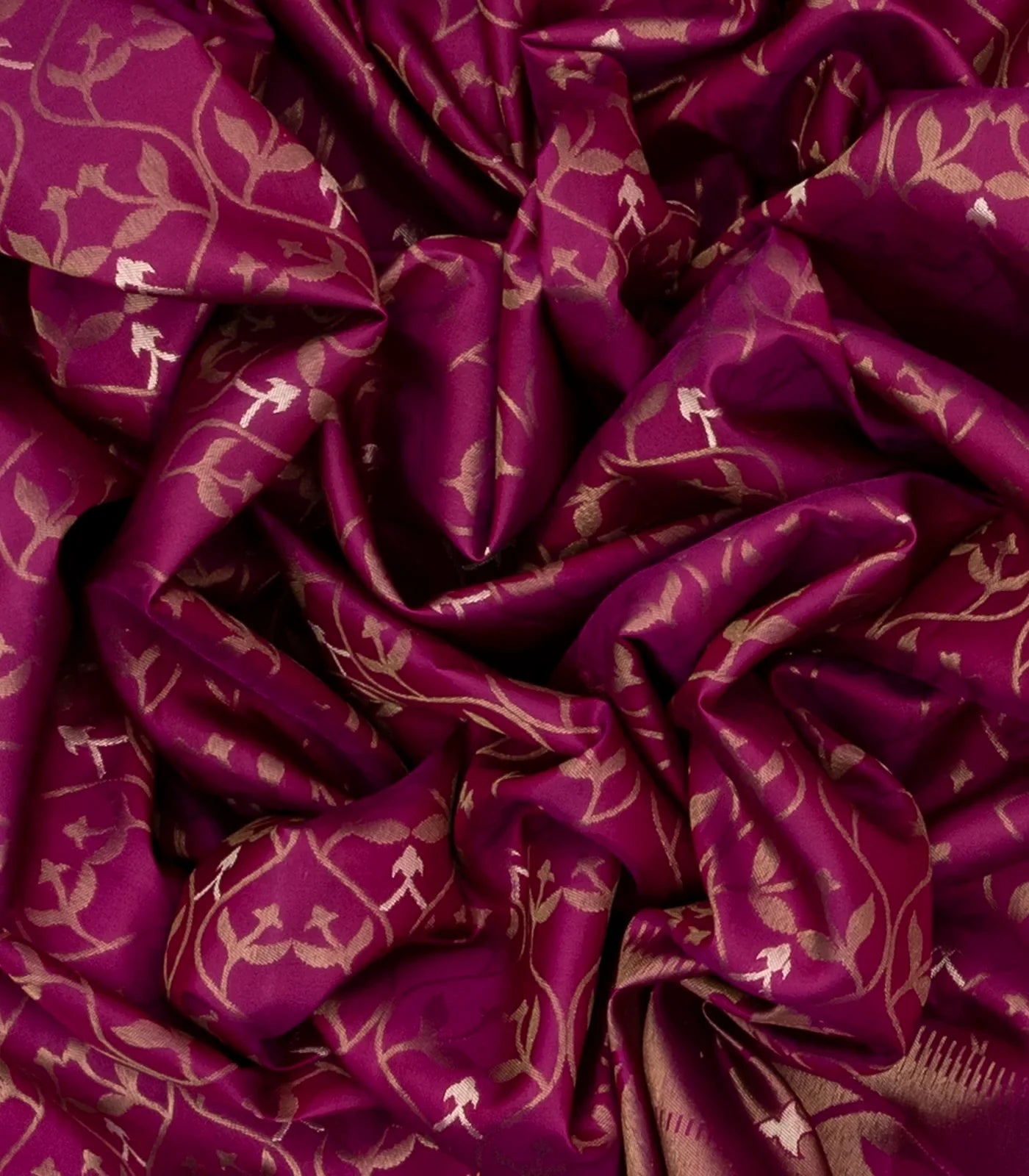 Purple Handloom Soft Silk Saree With Floral Jaal Motifs