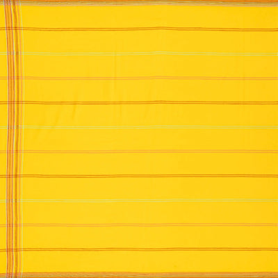 Yellow Handloom Bhujodi Cotton Saree With Checks