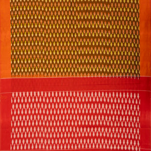 Olive Green Handwoven Orissa Cotton Saree With Tie & Dye Floral Motifs