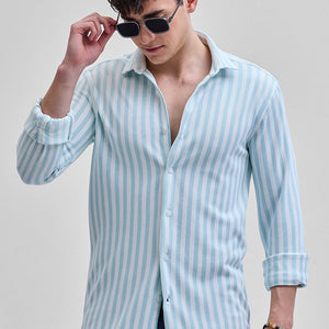 Light Blue Stripes Slim Fit Shirt