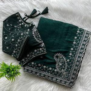 Soft Silk Heavy Embroidery work Party Wear Designer Saree