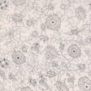 Black floral machine-printed kalamkari cotton saree, self-border & pallu of Pichwai cow & radha krishna motif