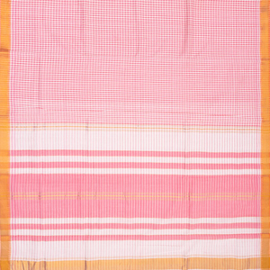 Pink Mangalagiri Cotton Saree With Checks & Zari Border