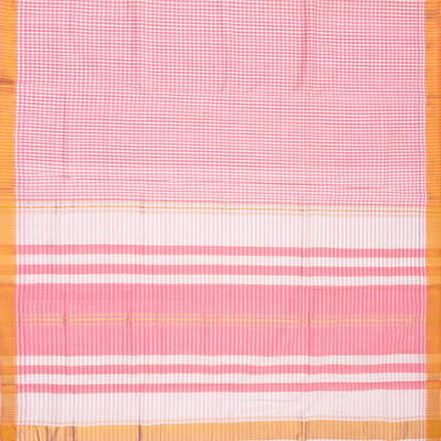 Pink Mangalagiri Cotton Saree With Checks & Zari Border