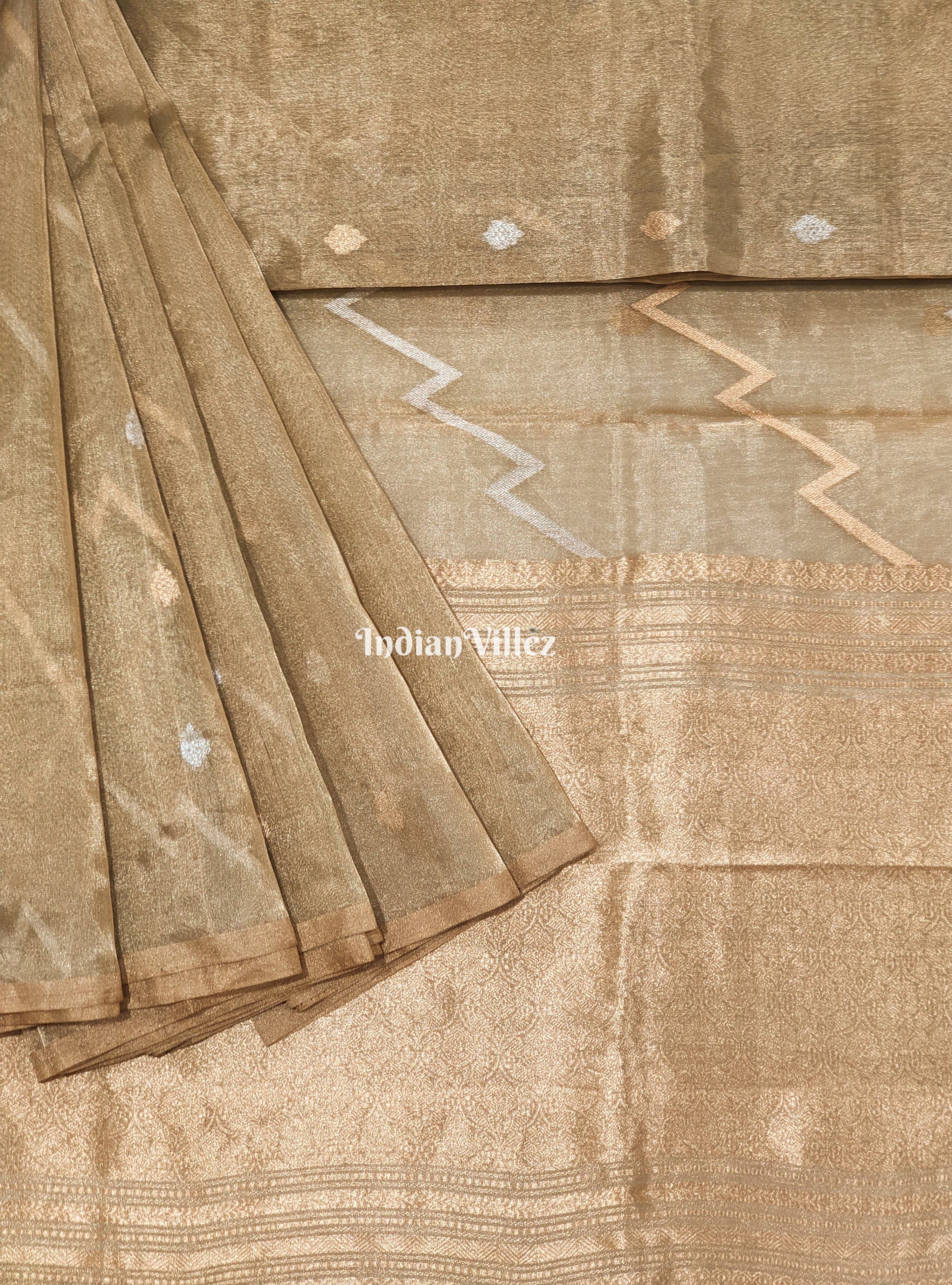 Golden Dual Tone Zari Woven Banarasi Tissue Saree