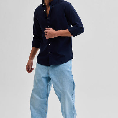 Navy Solid Twill Shirt