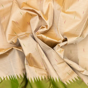 Taupe Handloom Kanchipuram Silk Saree With Buttas & Rising Border