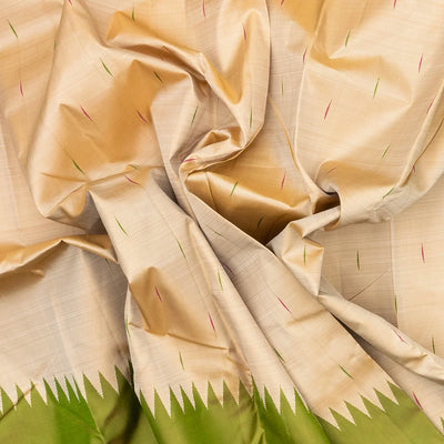 Taupe Handloom Kanchipuram Silk Saree With Buttas & Rising Border