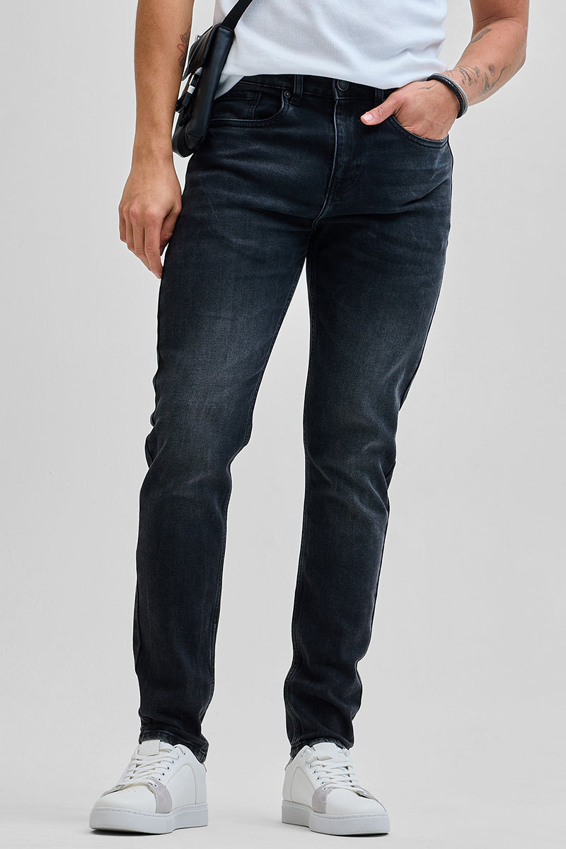 Charcoal Grey Tapered Fit Jeans