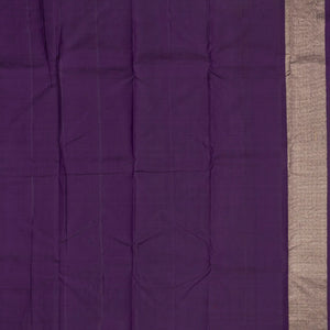 Violet Handloom Kanchipuram Silk Saree With Stripes & Buttas
