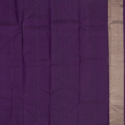 Violet Handloom Kanchipuram Silk Saree With Stripes & Buttas