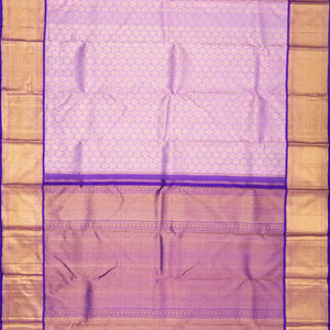 Lavender Handloom Kanchipuram Korvai Silk Saree With Floral Motifs