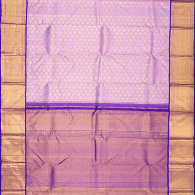 Lavender Handloom Kanchipuram Korvai Silk Saree With Floral Motifs