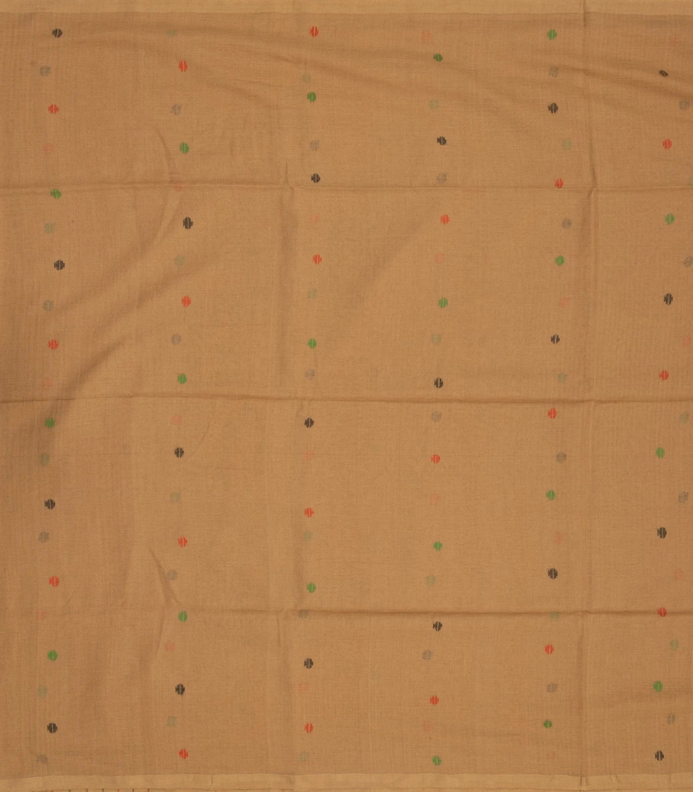 Beige Handloom Bengal Cotton Saree With Horse Motifs