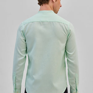 Mint Mandarin Slim Fit Shirt
