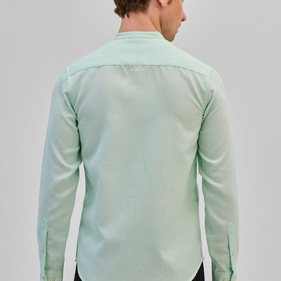 Mint Mandarin Slim Fit Shirt