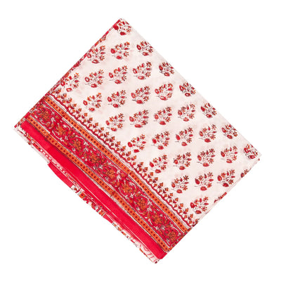 White Woven Jaipur Cotton Saree Printed And Flower  Motifs