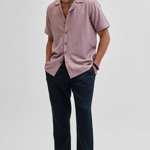 Navy Self-Design Slim Fit Trousers