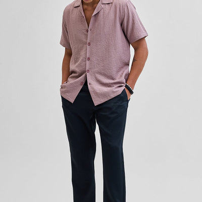 Navy Self-Design Slim Fit Trousers