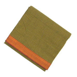 Olive Green Mangalagiri Cotton Saree With Checks & Contrast Border