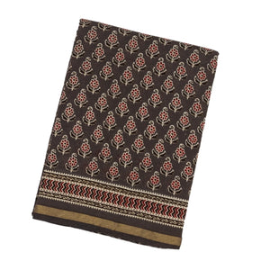 Dark Grey Woven Jaipur Cotton Saree With Printed Floral Motifs