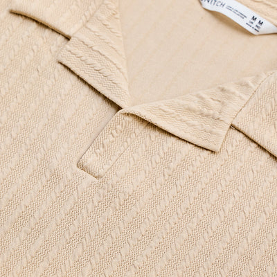 Beige Textured Cuban T-Shirt