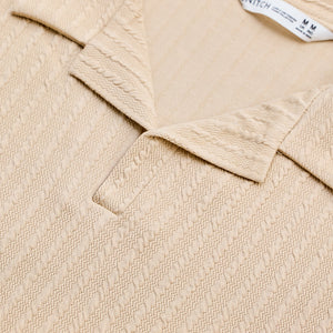 Beige Textured Cuban T-Shirt