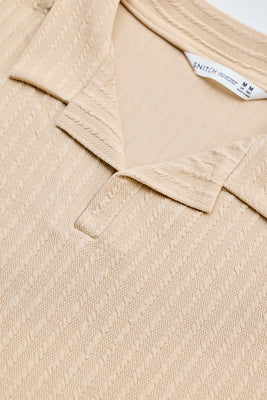 Beige Textured Cuban T-Shirt