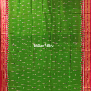 Parrot Green Red  Mayur Chandrika Khandua Silk Saree