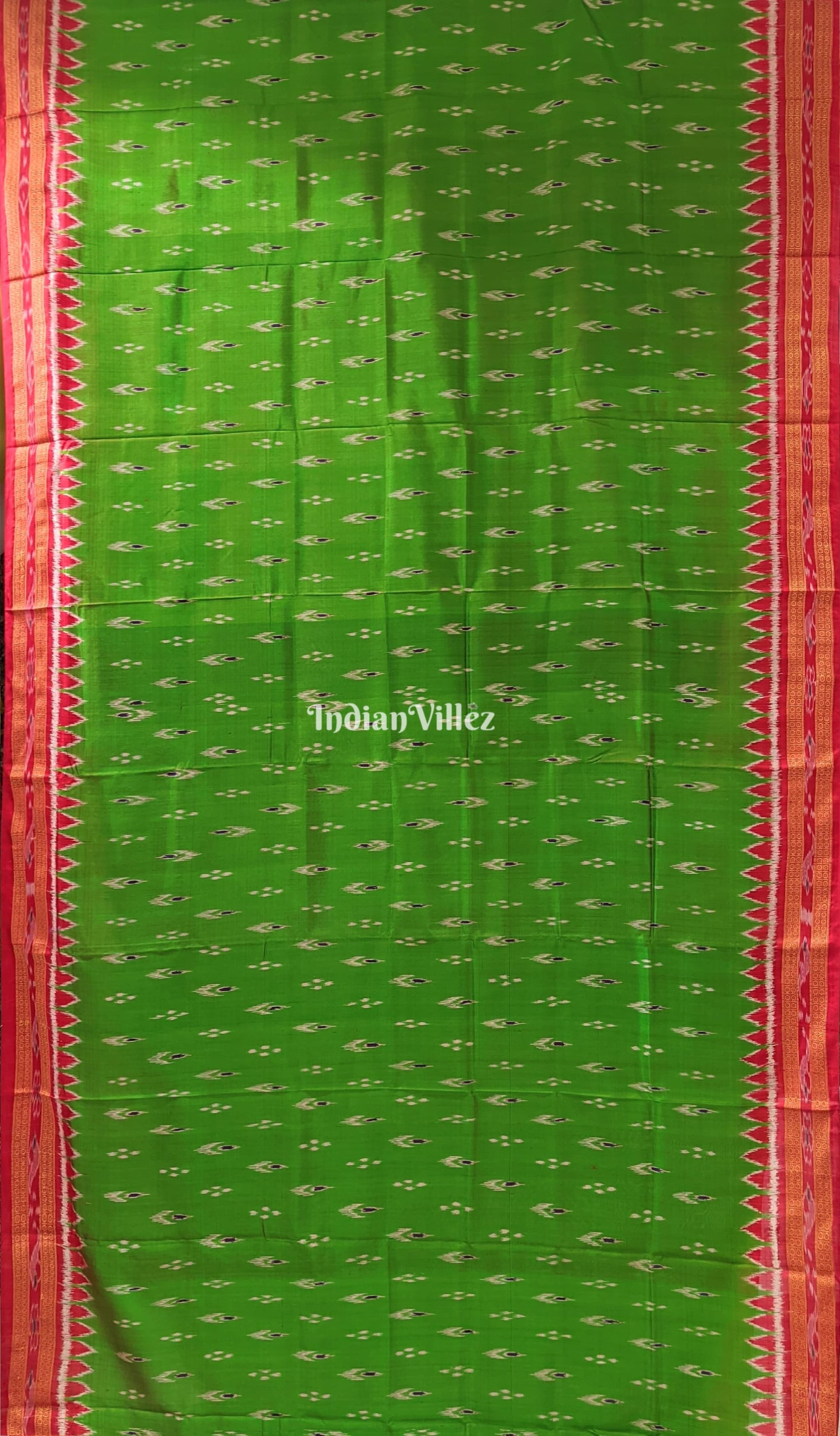 Parrot Green Red  Mayur Chandrika Khandua Silk Saree