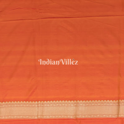 Orange Yellow Floral Motif Designer Katan Silk Banarasi Saree