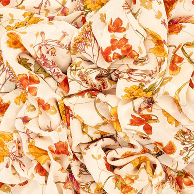 White Woven Digital Printed Georgette Silk Saree With Floral Motifs