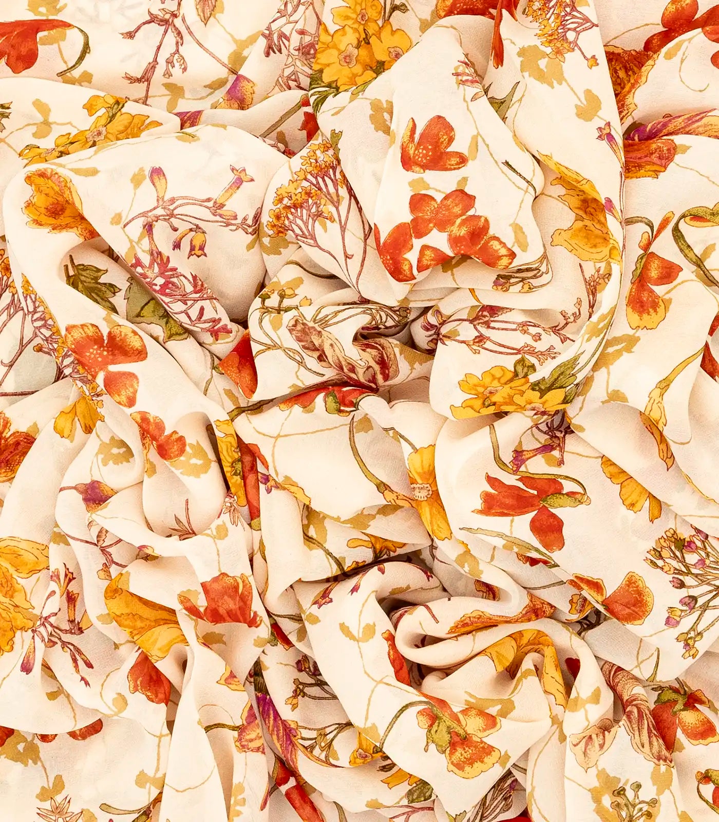 White Woven Digital Printed Georgette Silk Saree With Floral Motifs