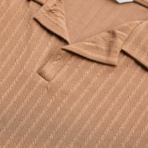 Light Brown Textured Cuban T-Shirt