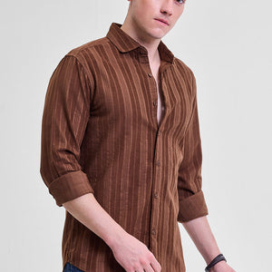 Brown Corduroy Slim Fit Shirt