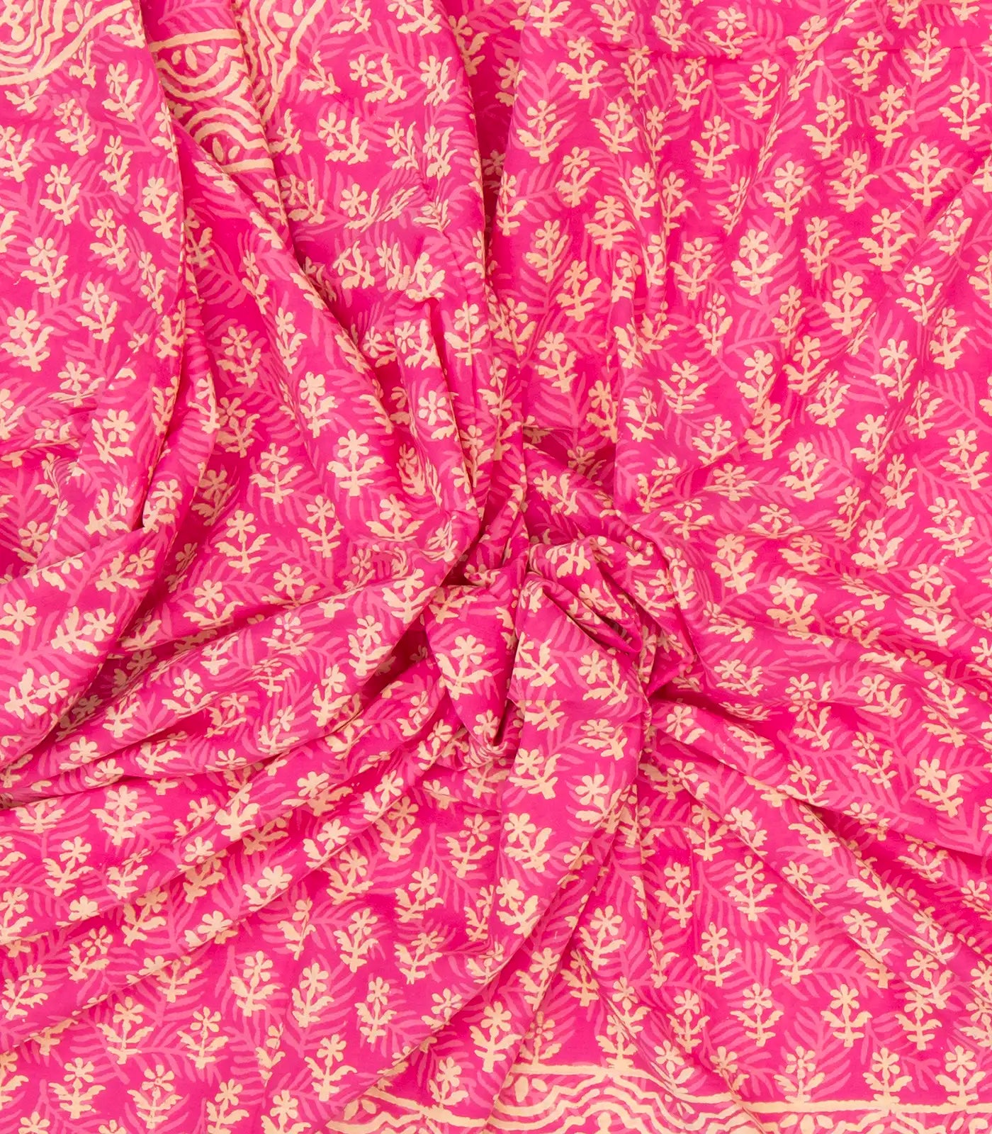 Pink Woven Jaipur Cotton Saree Printed With Floral  Motifs