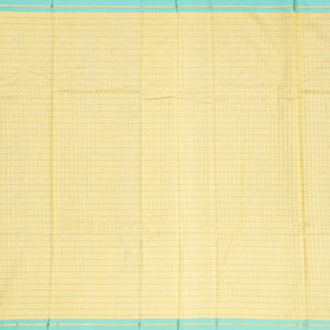 Yellow Handloom Chanderi Cotton Saree With Zari Checks